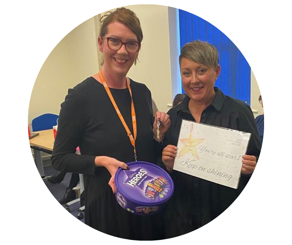 Stars of 2022: Bev Hayward from the Quality Improvement team receiving her award from Chief Nurse Ellie Monkhouse.