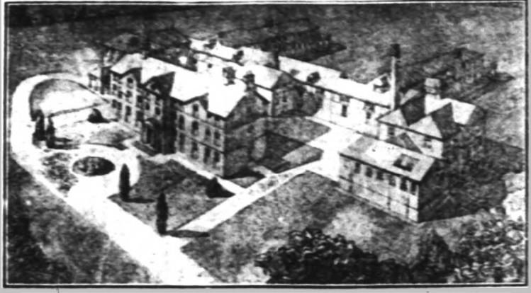 A sketch of the original Scunthorpe Hospital, printed in the Lincolnshire Chronicle