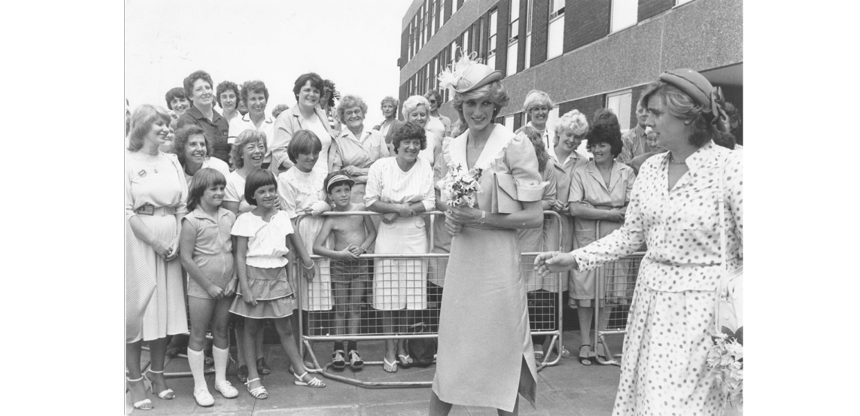 Princess Diana outside the main entrance to Grimsby Hospital, when she opened it in 1983