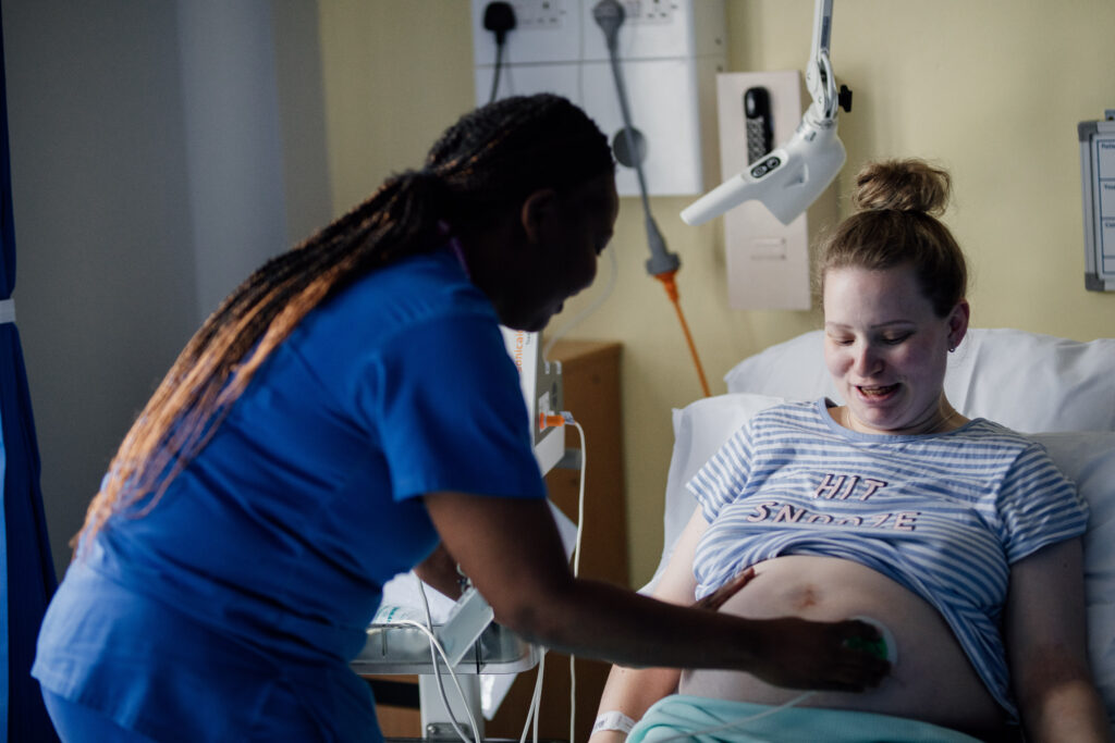 a pregnant woman having a scan