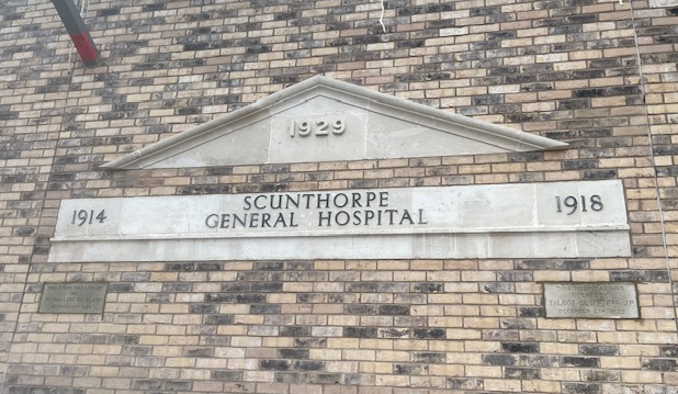 New Scunthorpe Emergency Department: The memorial stonework from our old Admin Block was incorporated into the wall of the new Emergency Department