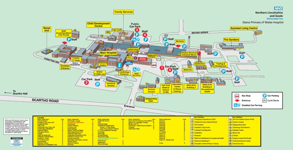 external site map of Grimsby hospital