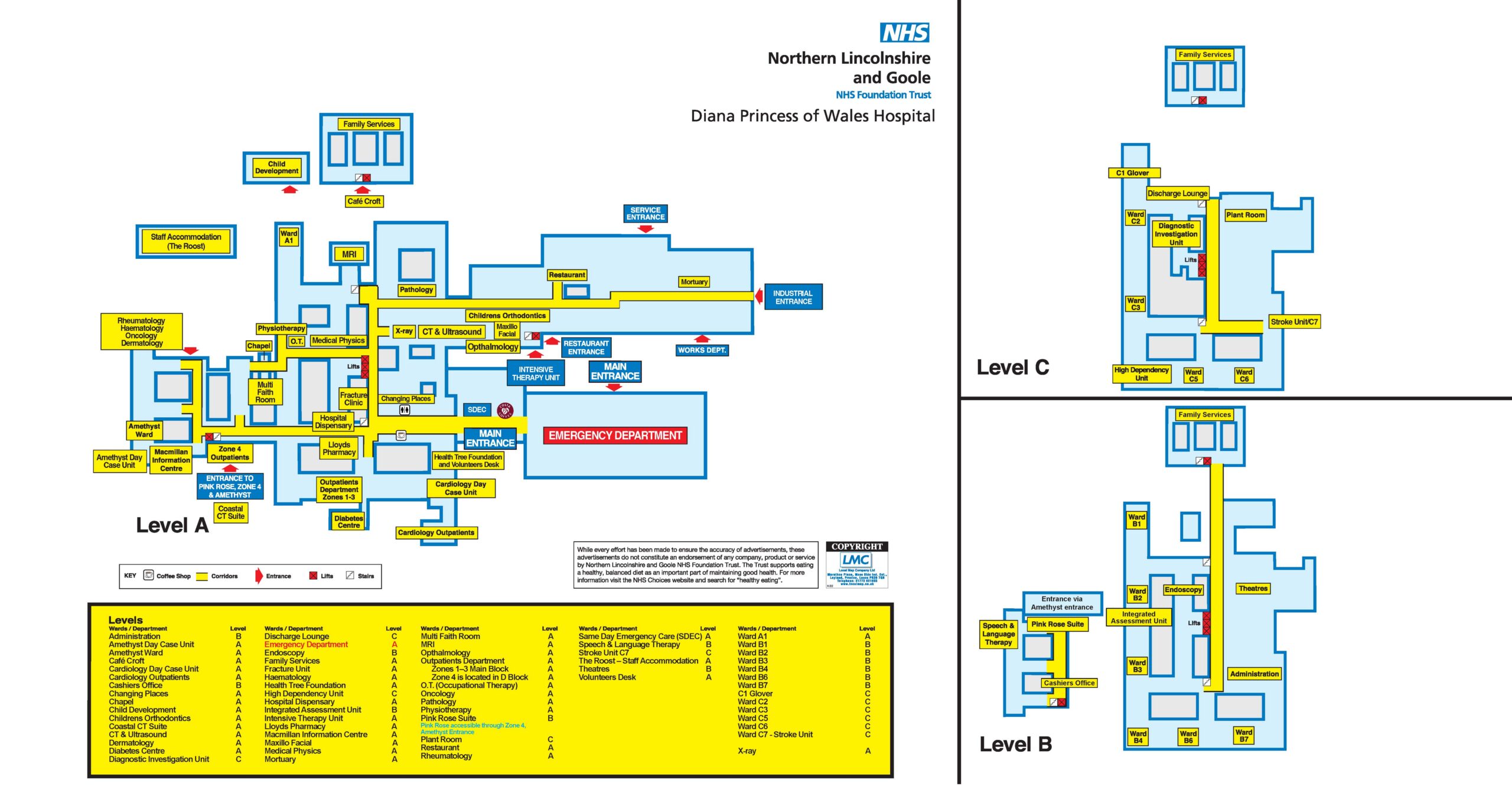 internal site map of Grimsby hospital