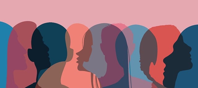 Differently coloured silhouettes to illustrate the transgender and non-binary communities