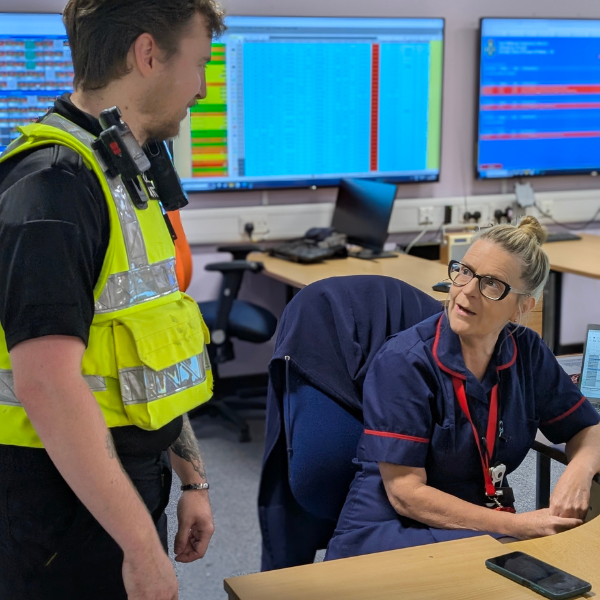 Rob checks in with the site teams while on patrol at Grimsby
