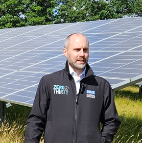Estates, Facilities and Development: Marc from the Sustainability team in one of our solar fields