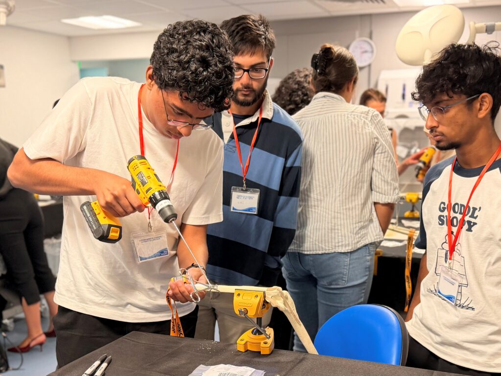 Students using a drill