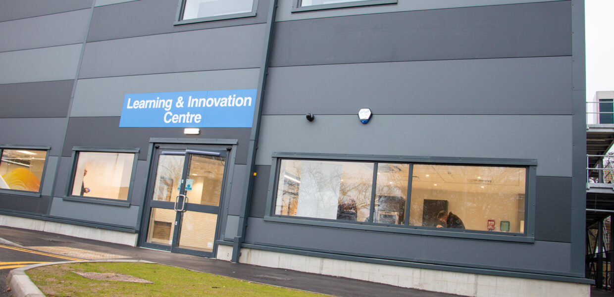 An exterior shot of the Learning and Innovation Centre at Castle Hill Hospital