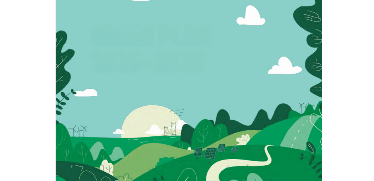 an image of the countryside in shades of green