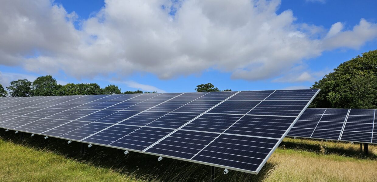 Solar panels in the solar field at Castle Hill