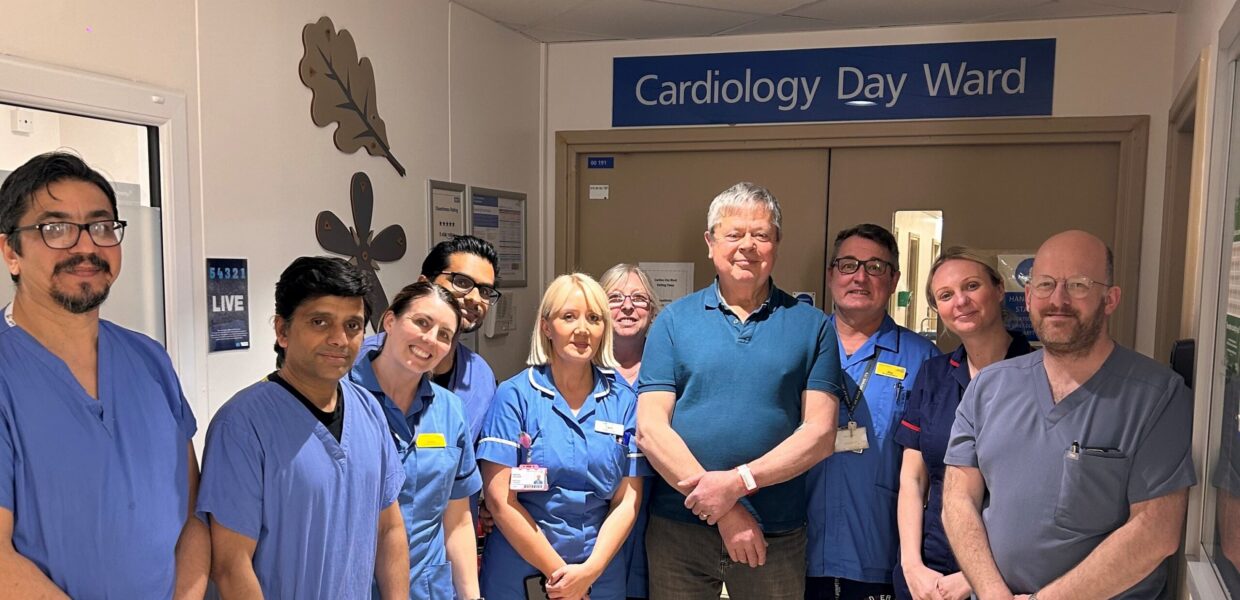 the TAVI team pose with Mr Garforth