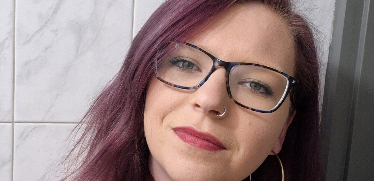 A woman with glasses