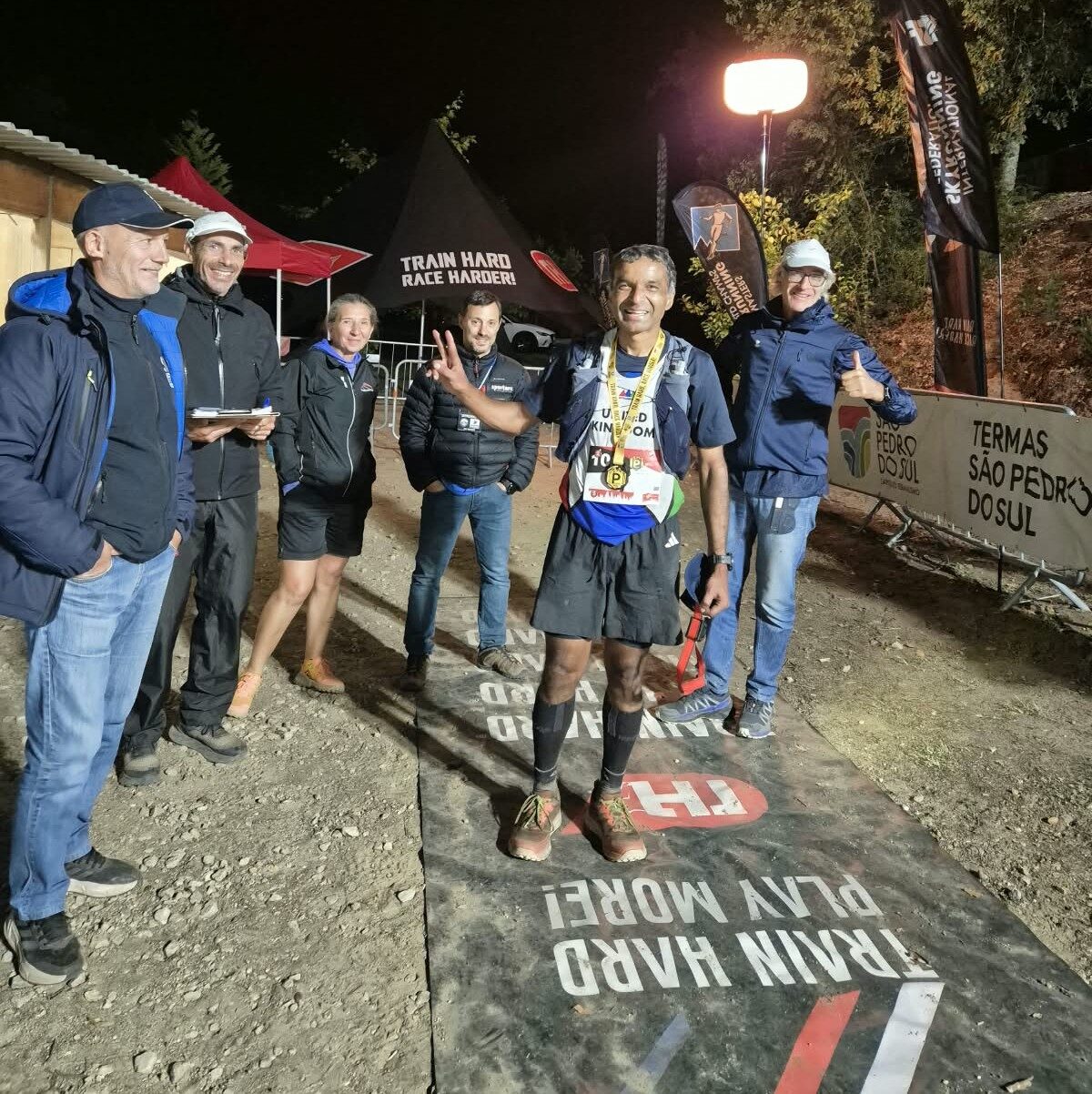 ENT Consultant Jemy Jose after crossing the finishing line of the Skyrunning Masters for Team UK