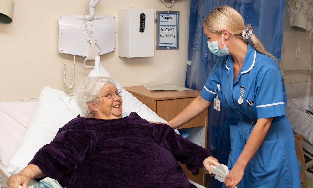 A nurse caring for a patient